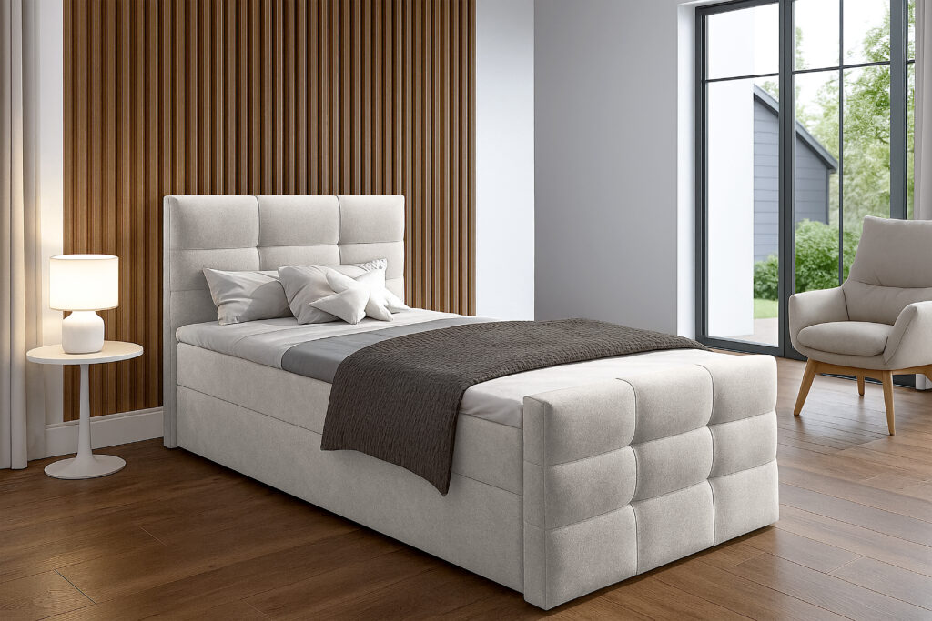 Łóżko kontynentalne Dorel Pojedyncze – kolor Beżowy