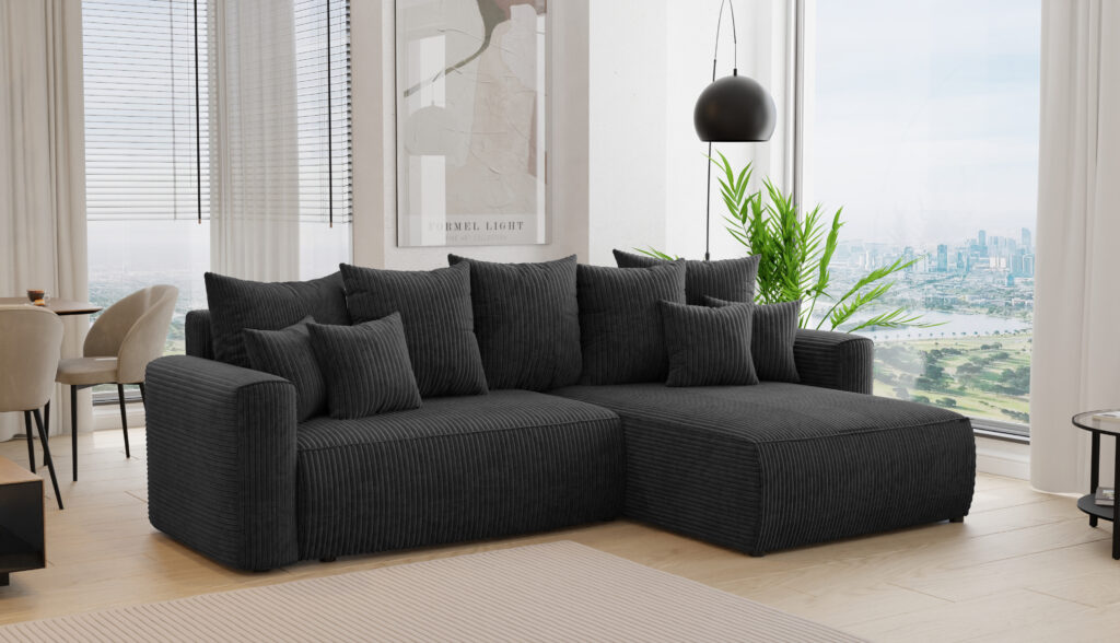 Narożnik Bari L – kolor Czarny