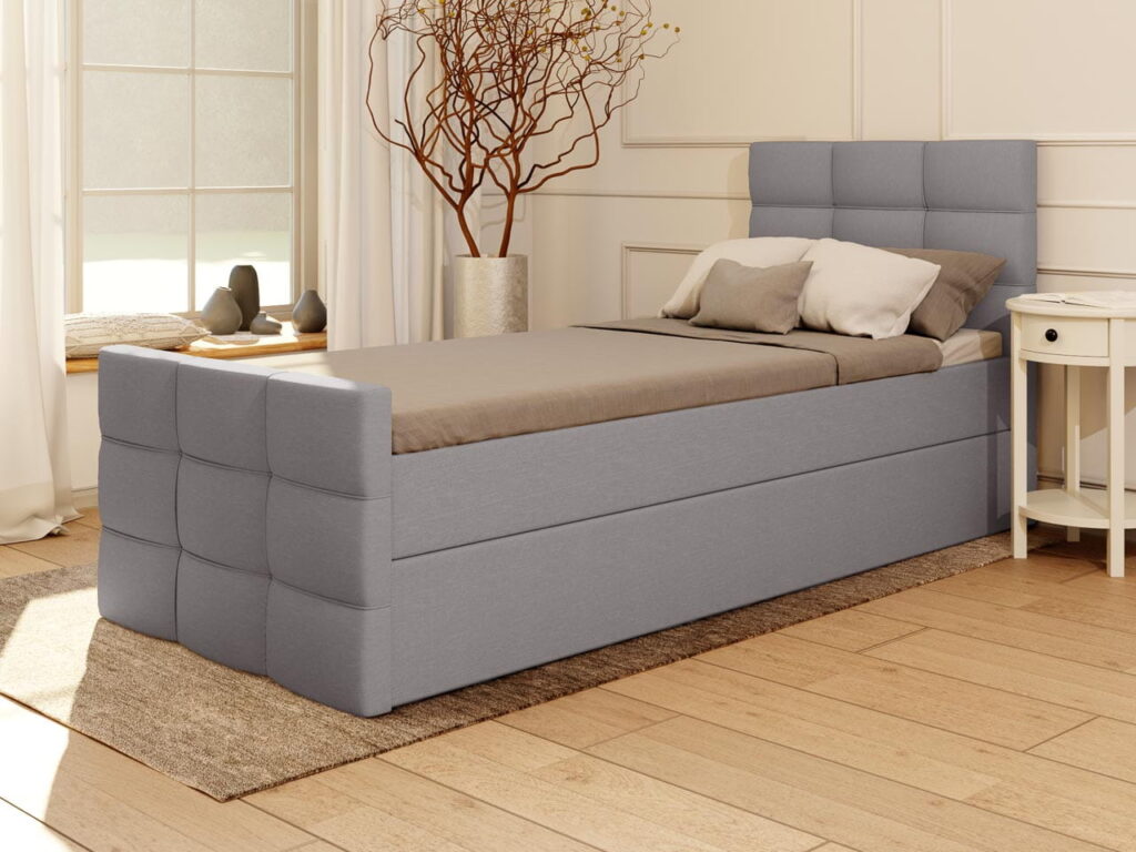 Łóżko kontynentalne Dorel Pojedyncze – kolor Szary