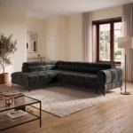 Narożnik L Cloud Welur Czarny – Granatowy